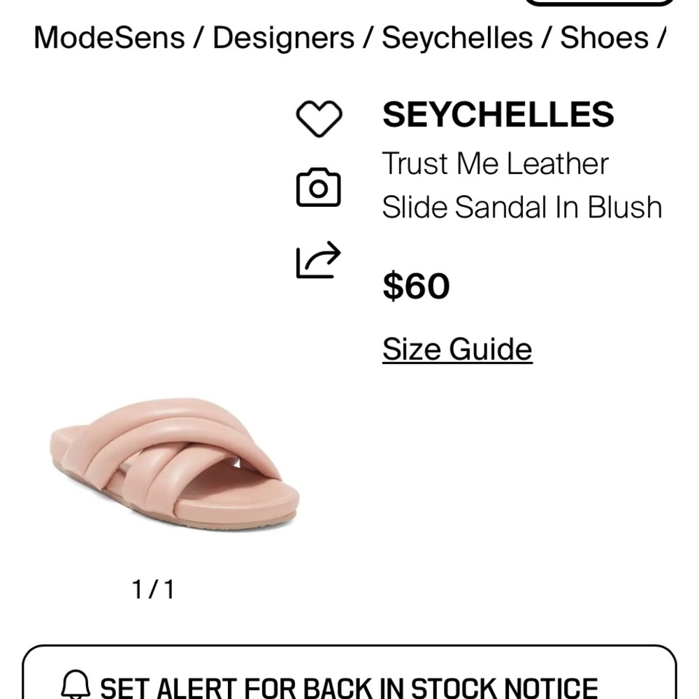 Seychelles Blush Leather Slide Sandals size 9